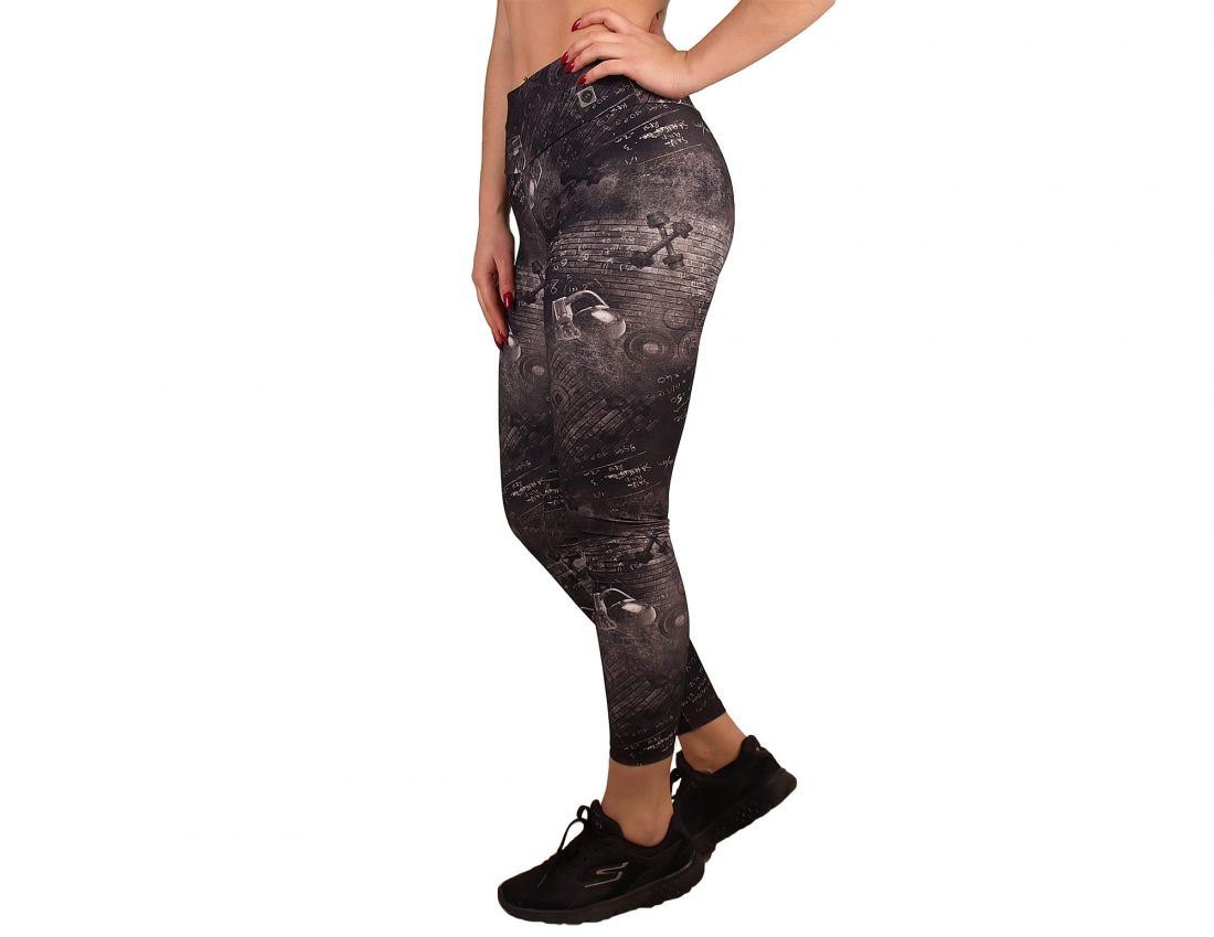 Printed women's sport leggings and high waist