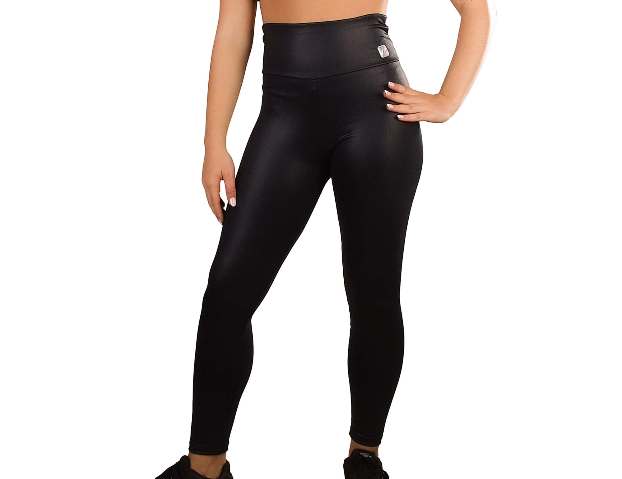 Sports leggings, high waist, in shiny mesh - Susana Gateira Shop