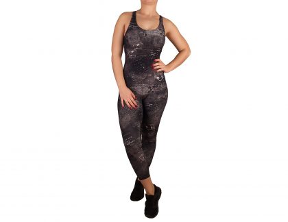 Printed overalls for women with round neckline