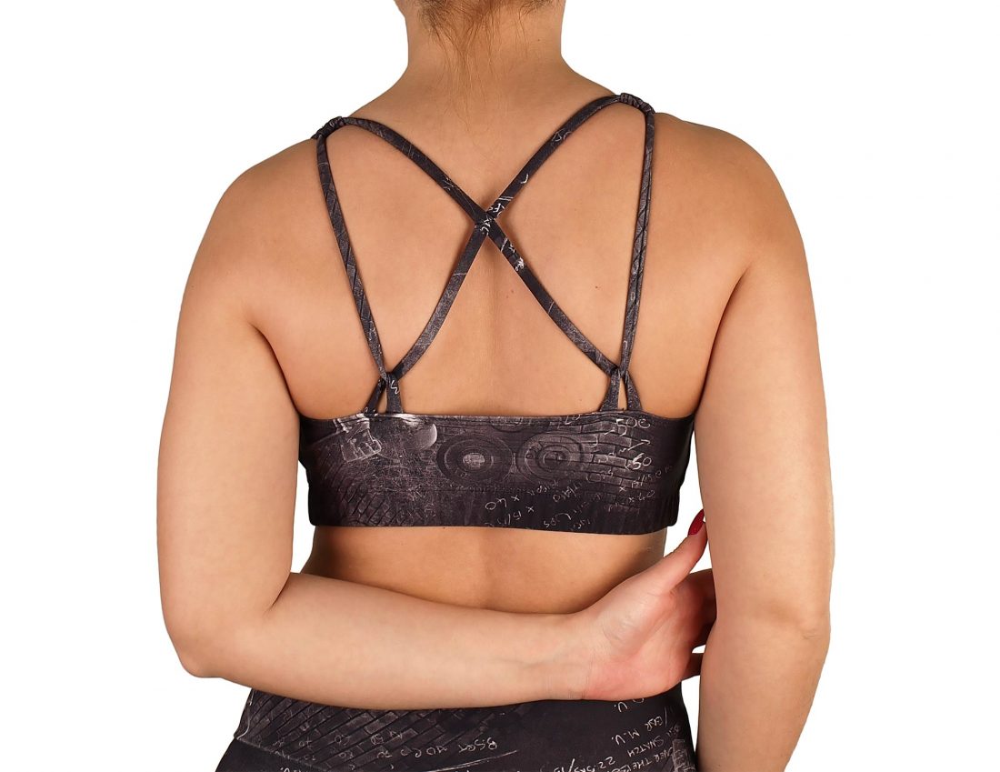 Women's gym top, round neckline, crossed at the back